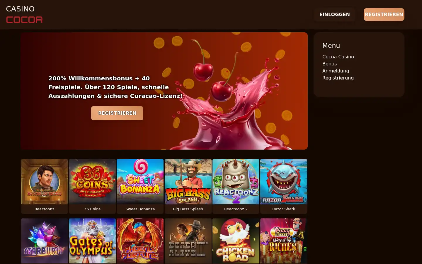 Screenshot of cocoacasino1.com