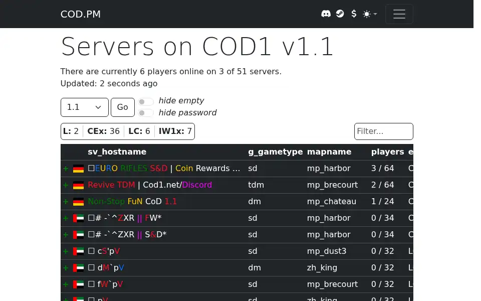 Screenshot of cod.pm