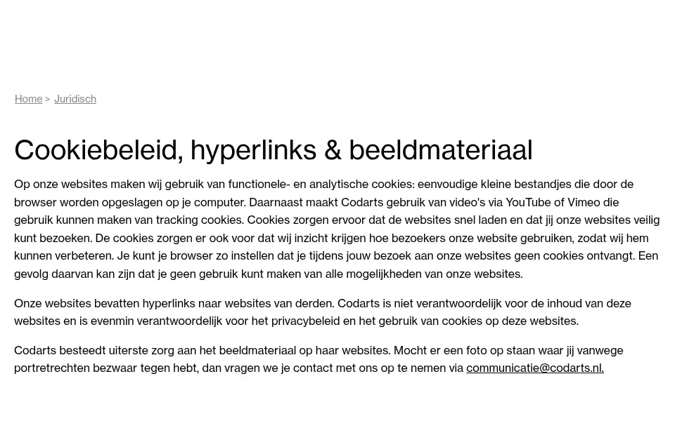 Screenshot of codarts.nl