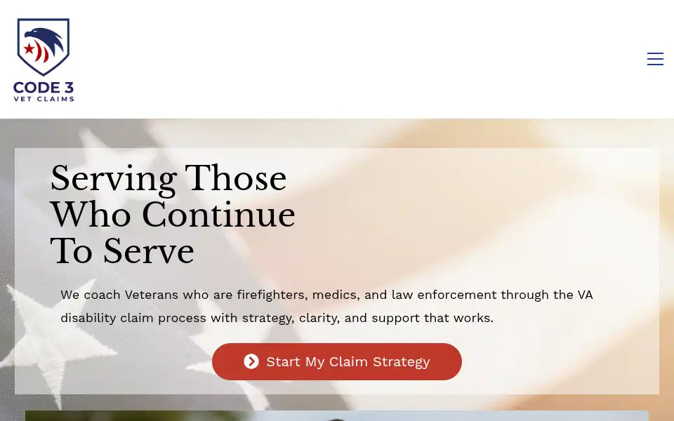 Screenshot of code3vetclaims.com