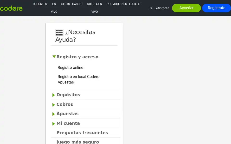 Screenshot of codere.es