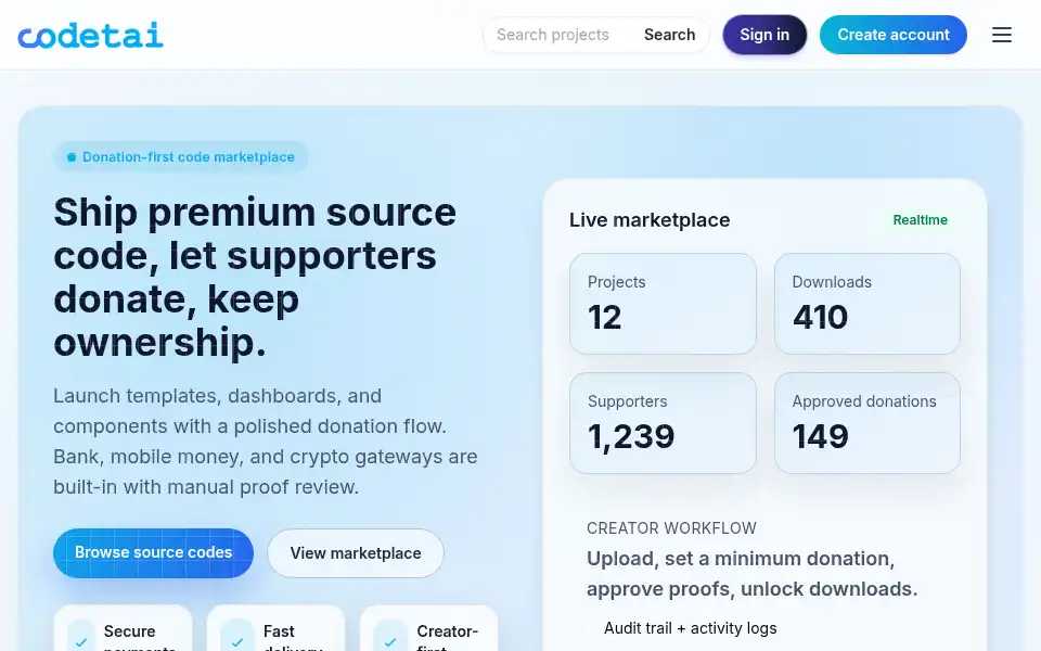 Screenshot of codetai.co