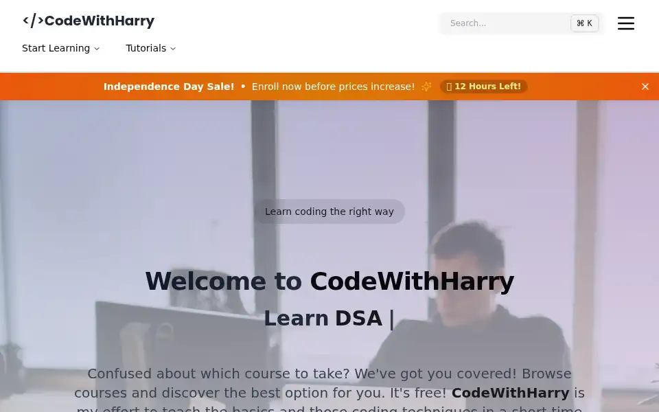 Screenshot of codewithharry.com