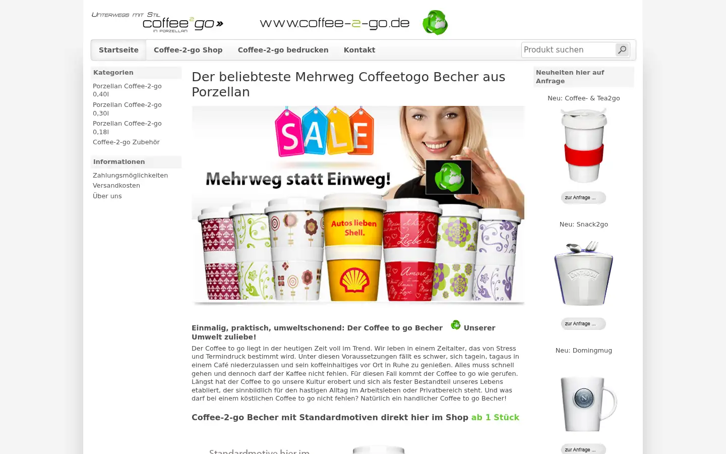 Screenshot of coffee-2-go.de
