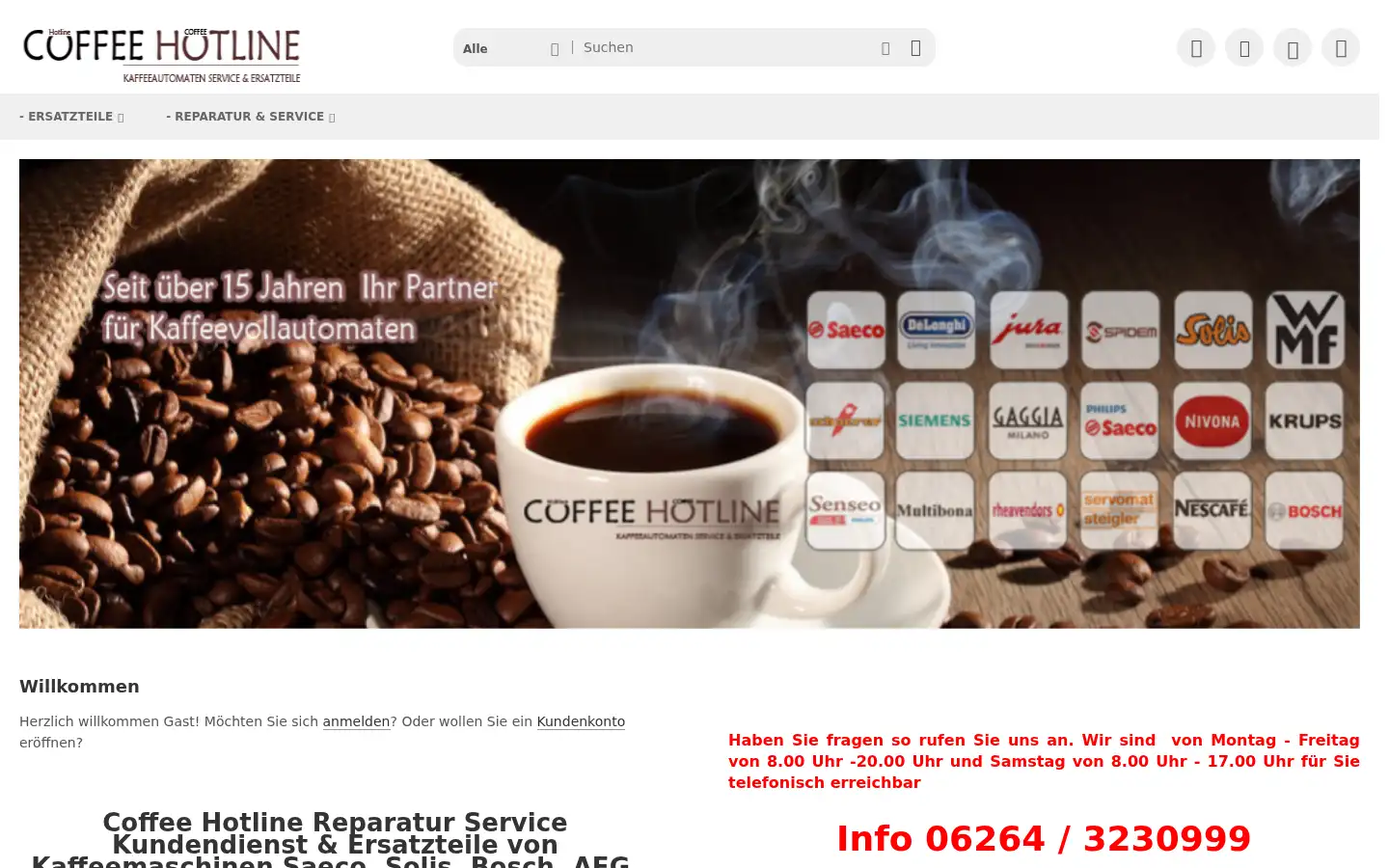 Screenshot of coffee-hotline.de