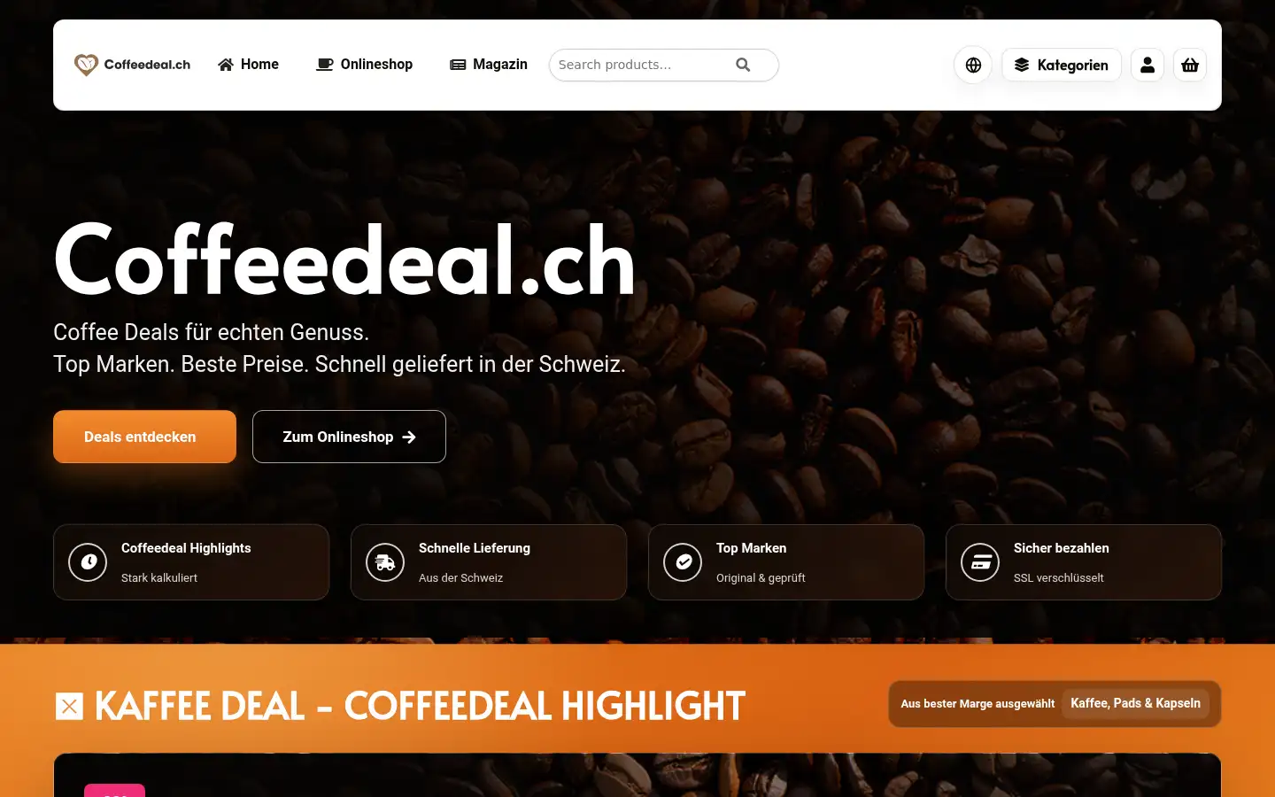 Screenshot of coffeedeal.ch