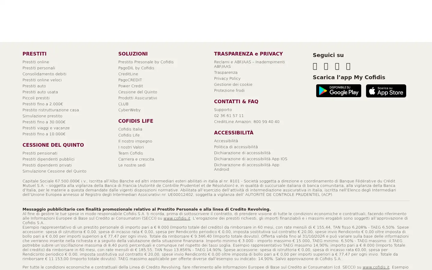 Screenshot of cofidis.it