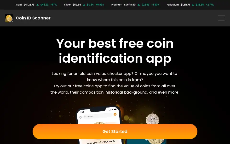 Screenshot of coin-identifier.com