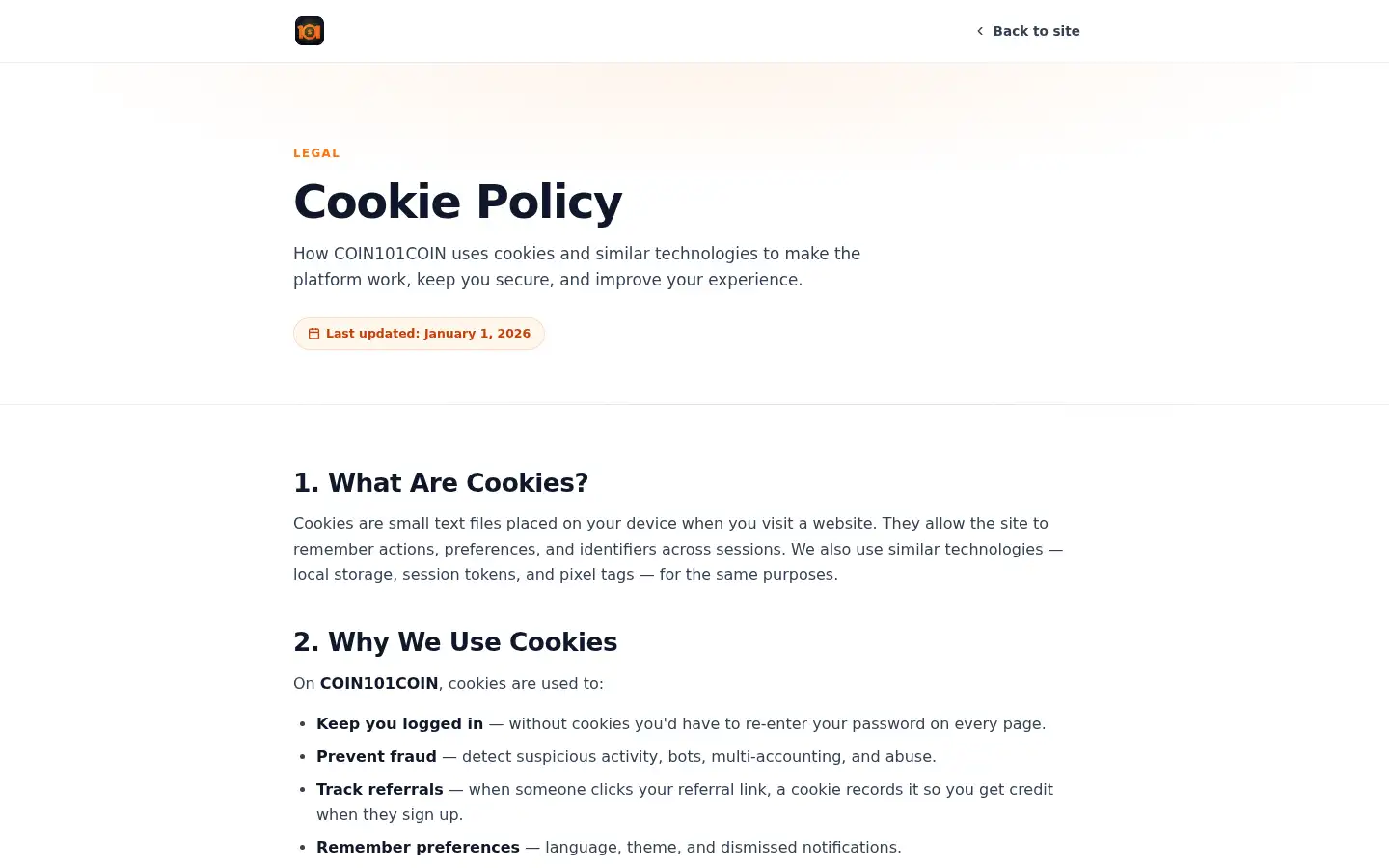 Screenshot of coin101coin.com