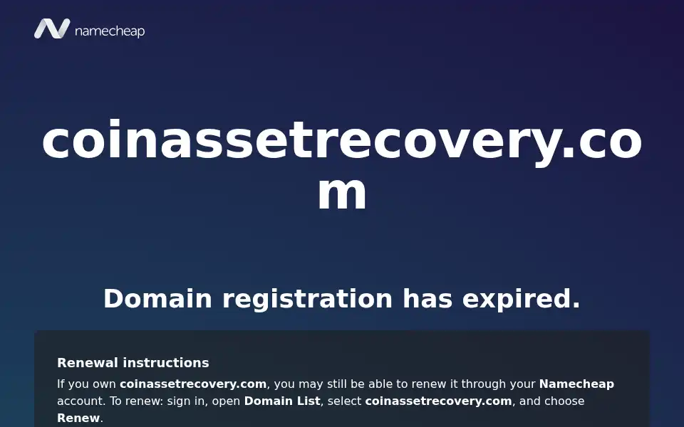 Screenshot of coinassetrecovery.com