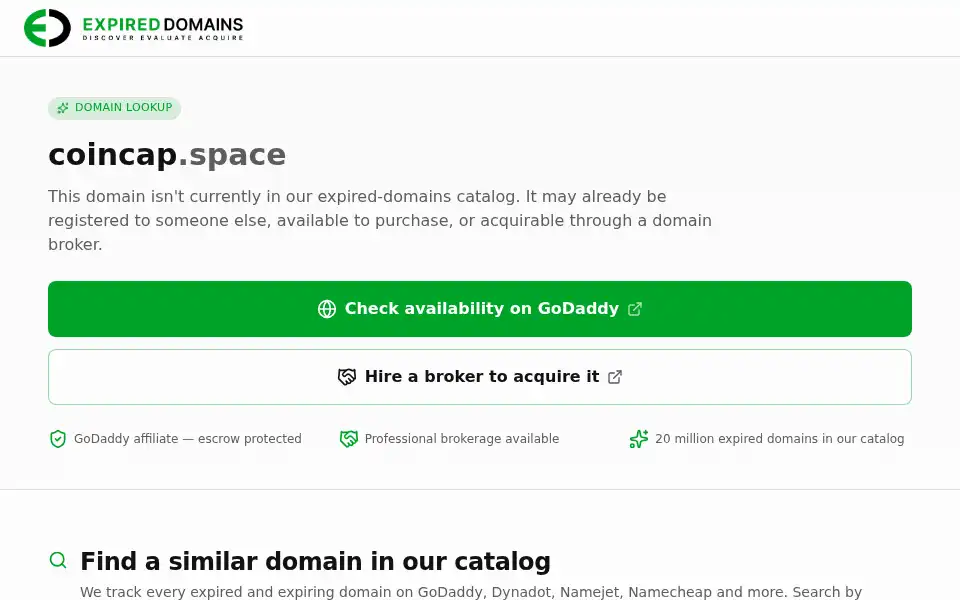 Screenshot of coincap.space