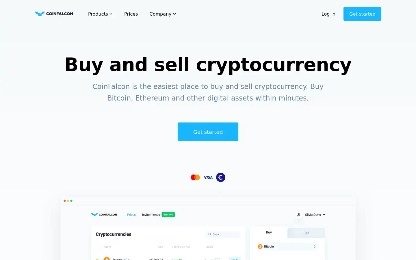 Screenshot of coinfalcon.com