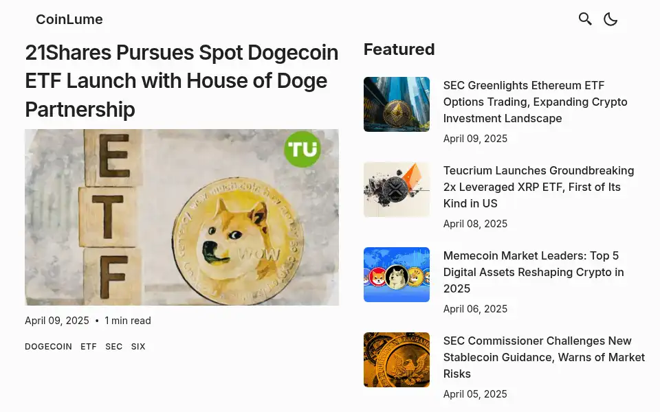 Screenshot of coinlume.com
