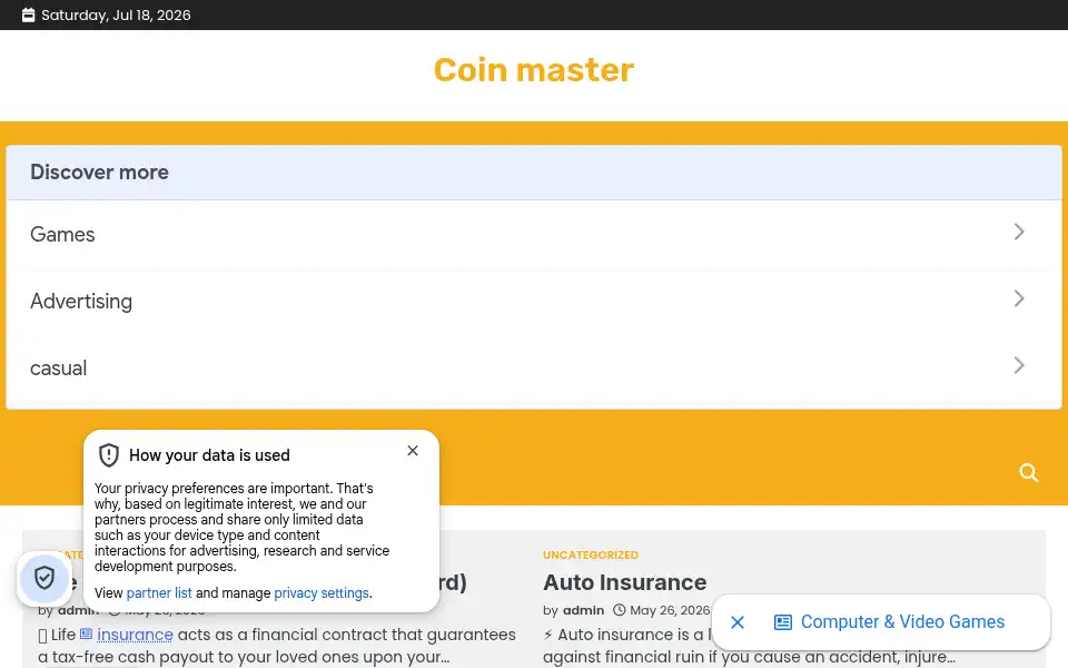 Screenshot of coinmaster400spinlink.com