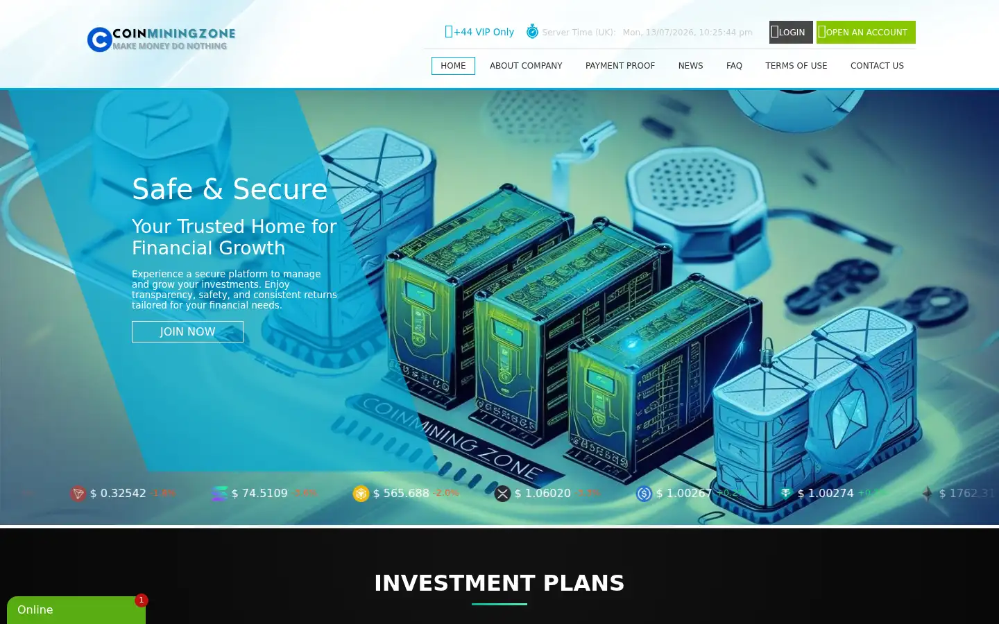 Screenshot of coinminingzone.com