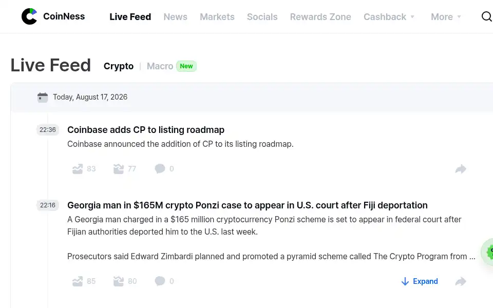 Screenshot of coinness.com