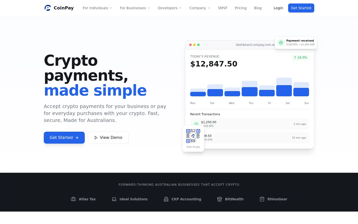 Screenshot of coinpay.com.au