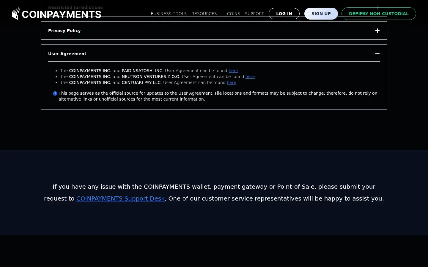 Screenshot of coinpayments.net