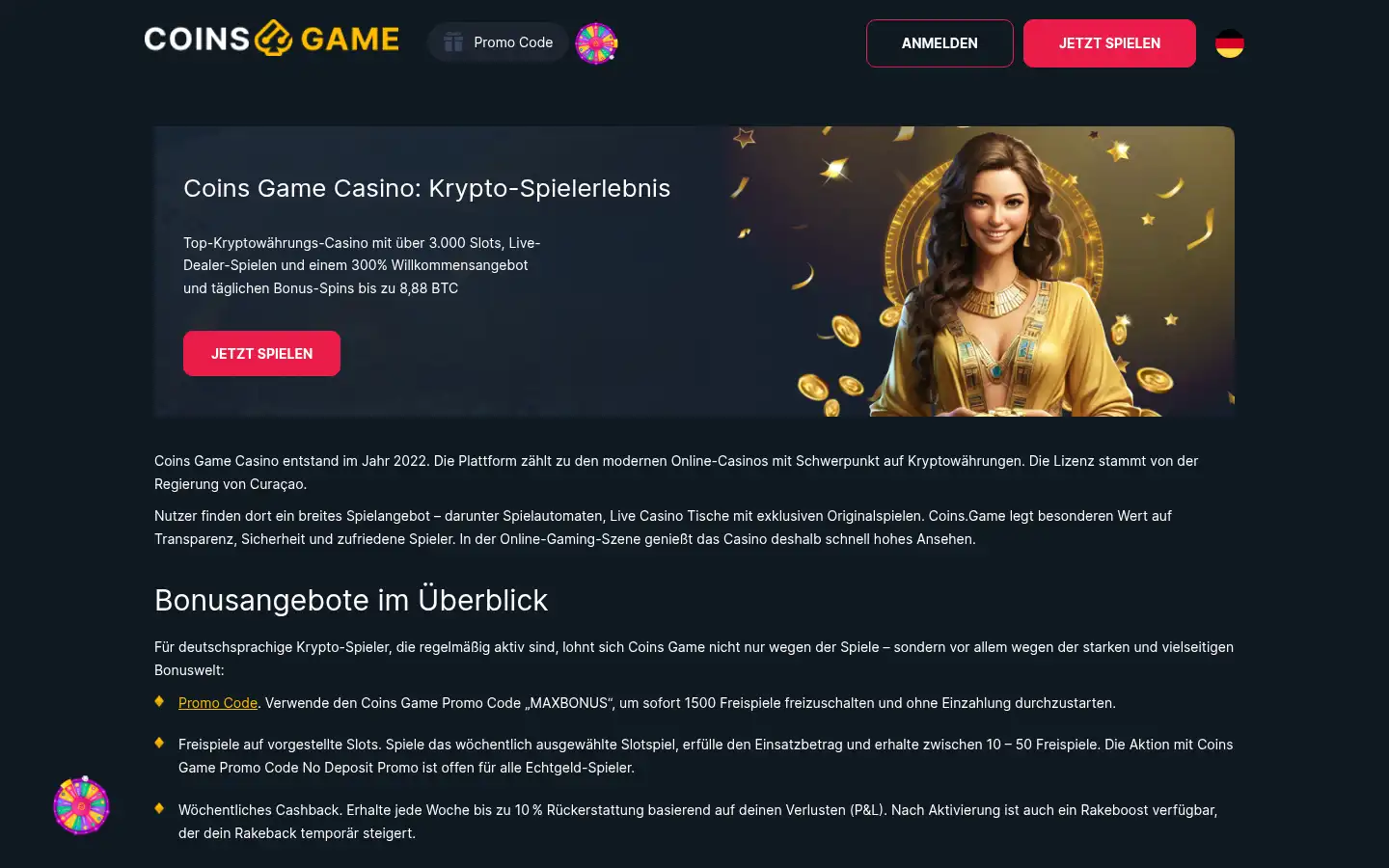Screenshot of coinsgame.de