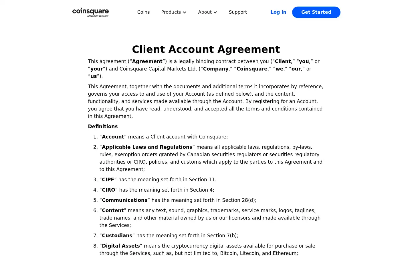 Screenshot of coinsquare.com