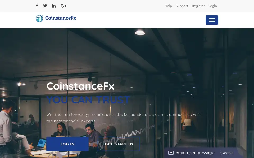 Screenshot of coinstancefx.com