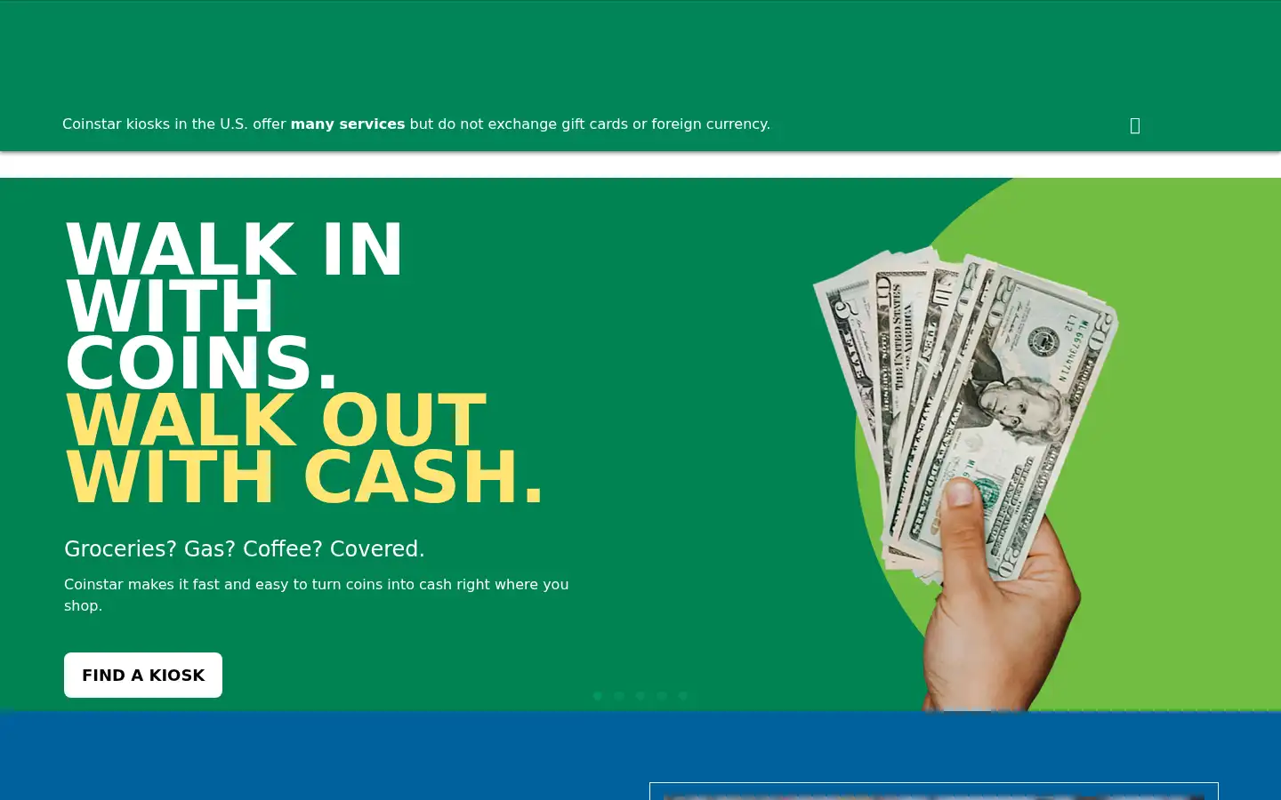 Screenshot of coinstar.com