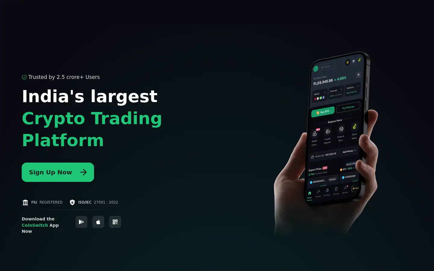 Screenshot of coinswitch.co