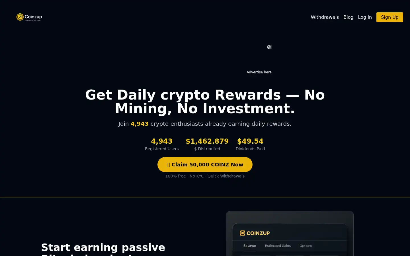 Screenshot of coinzup.net