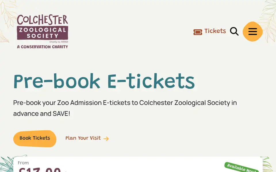 Screenshot of colchester-zoo.com