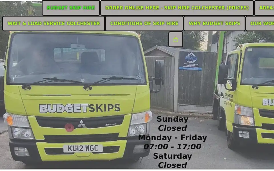 Screenshot of colchesterbudgetskips.co.uk