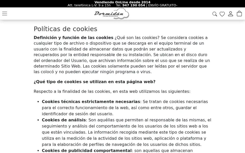 Screenshot of colchonesdormidan.com