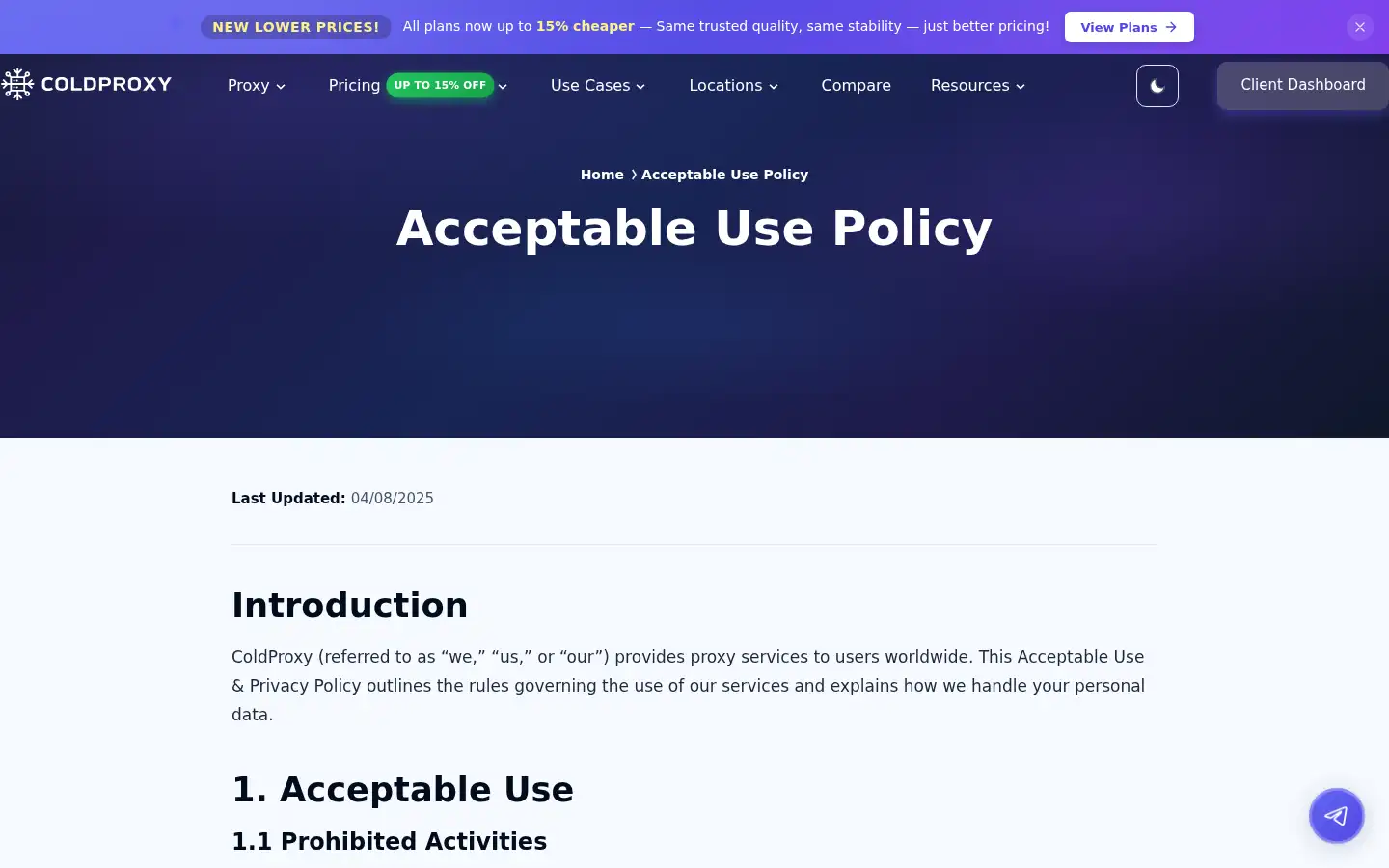 Screenshot of coldproxy.com