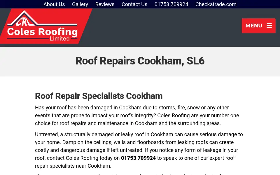 Screenshot of colesroofing.co.uk