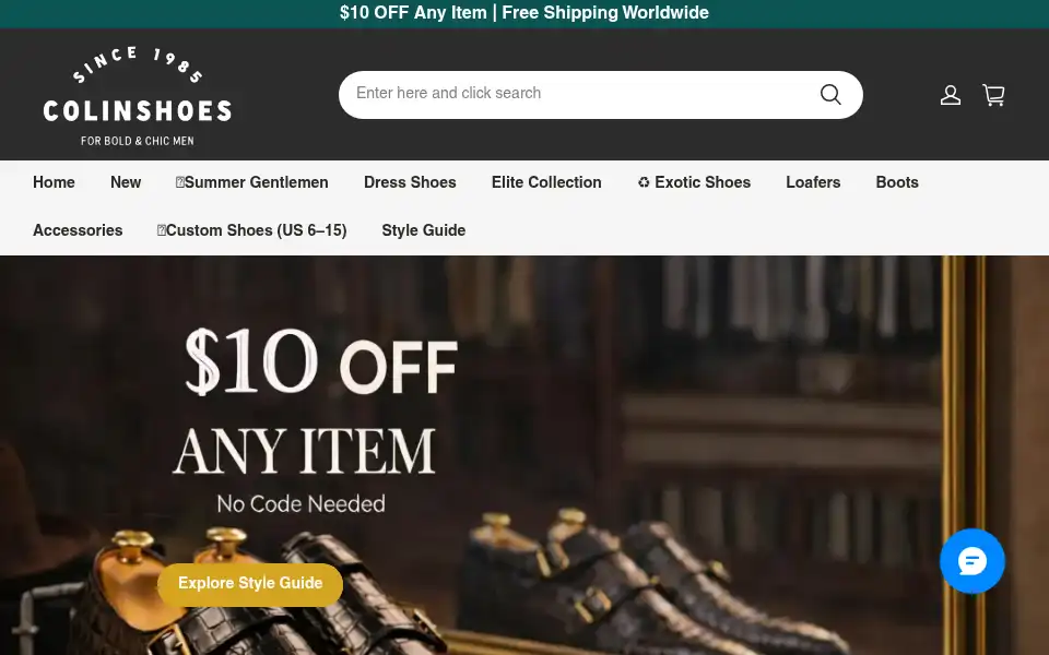 Screenshot of colinshoes.com