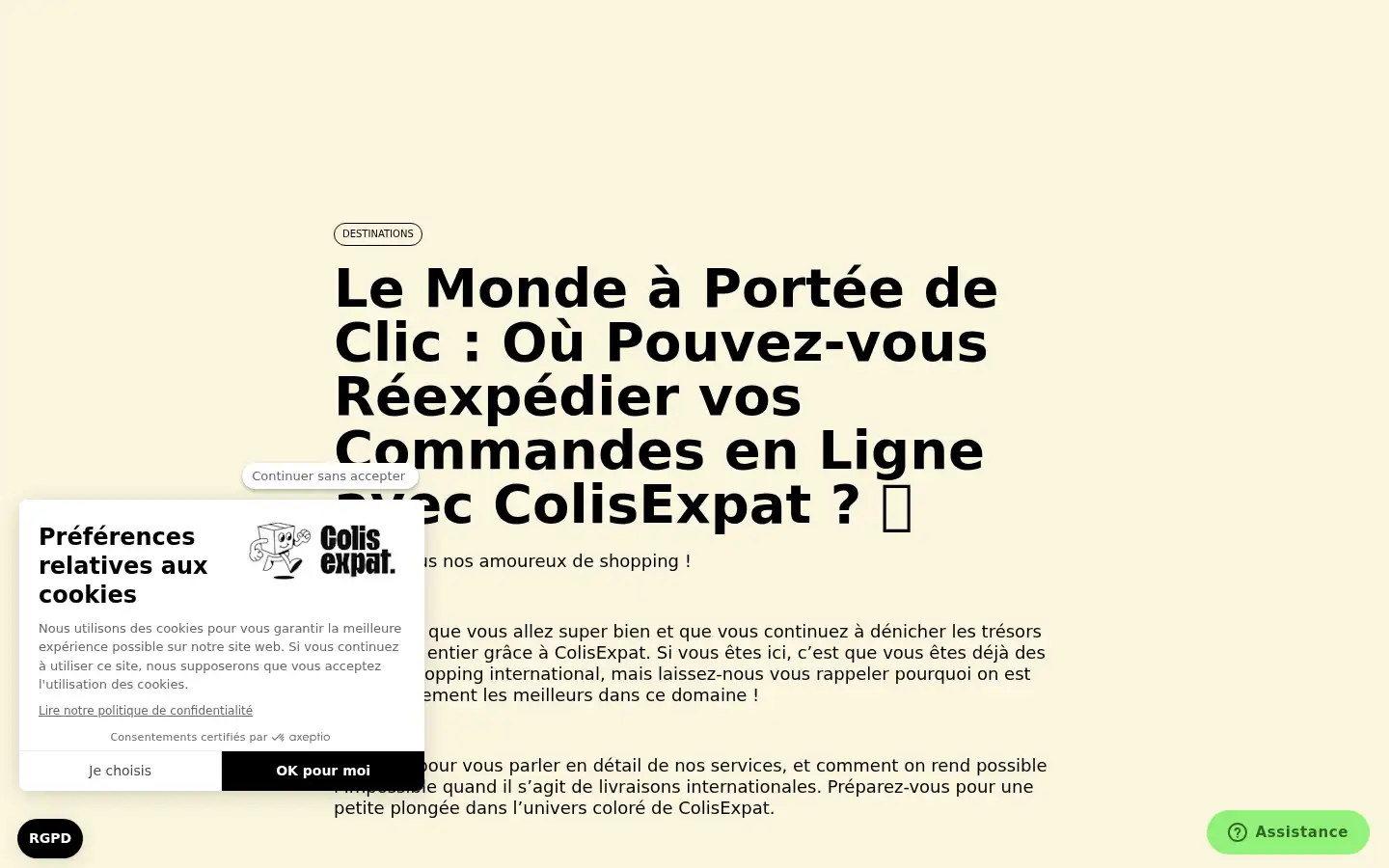 Screenshot of colisexpat.com