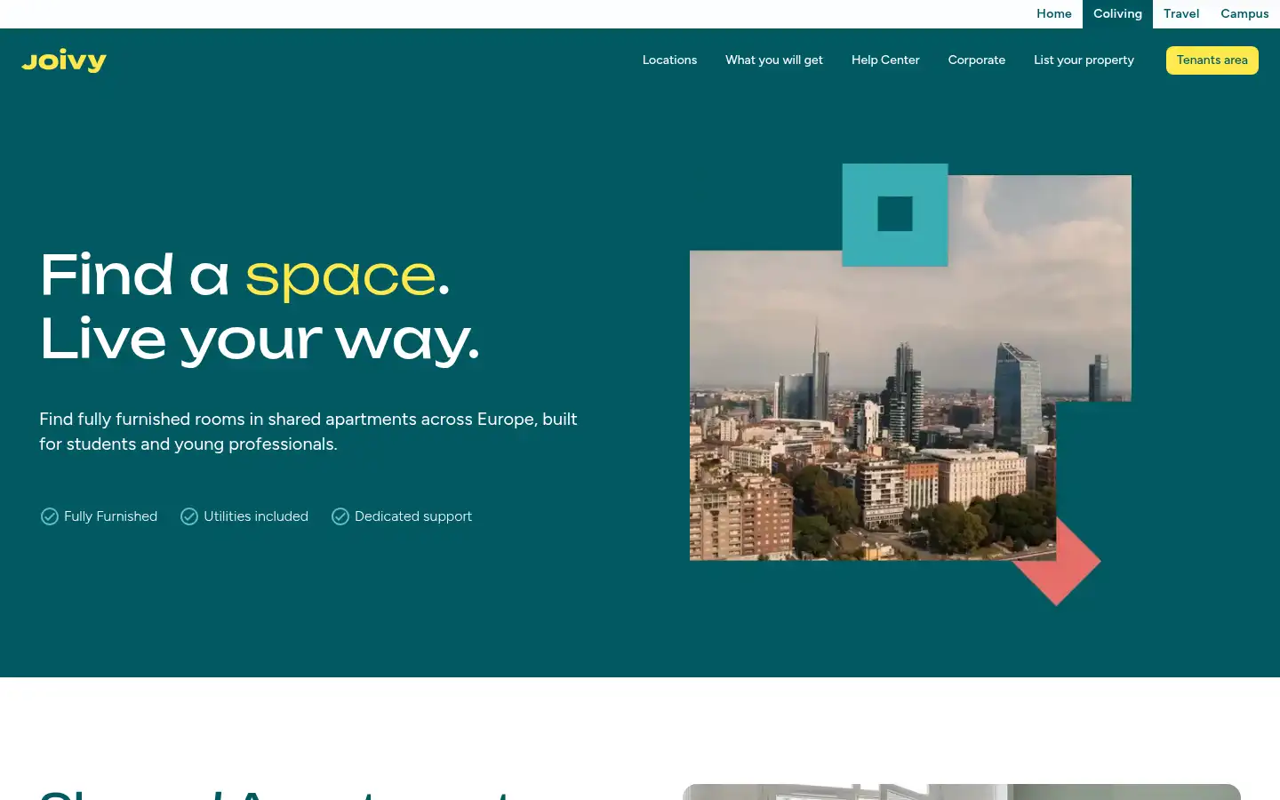 Screenshot of coliving.joivy.com