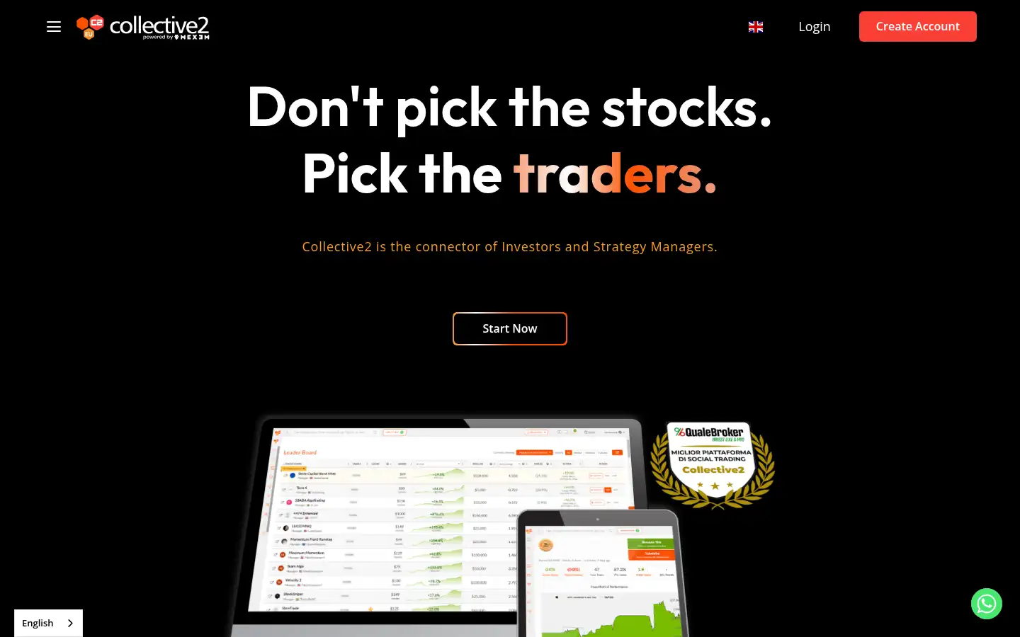 Screenshot of collective2.com