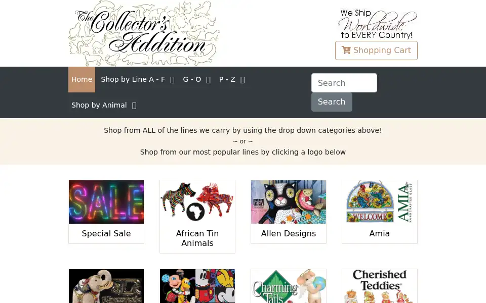 Screenshot of collectorsaddition.com