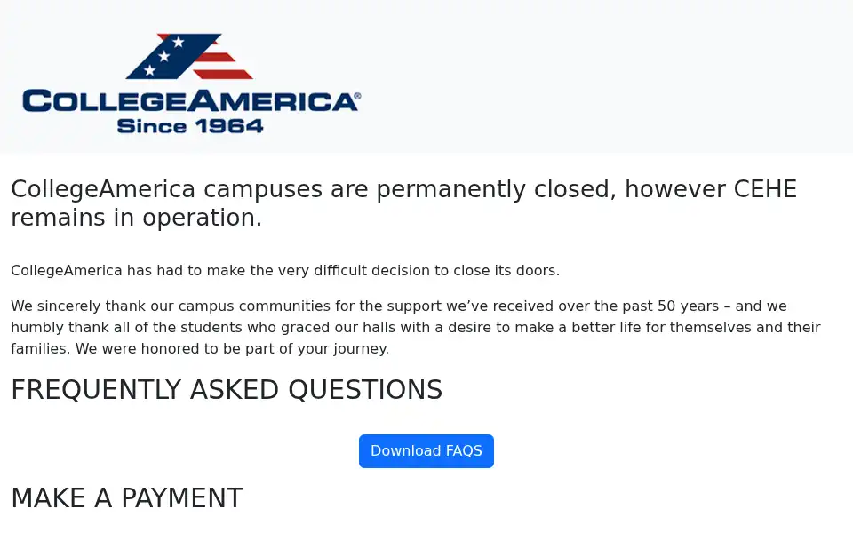 Screenshot of collegeamerica.edu