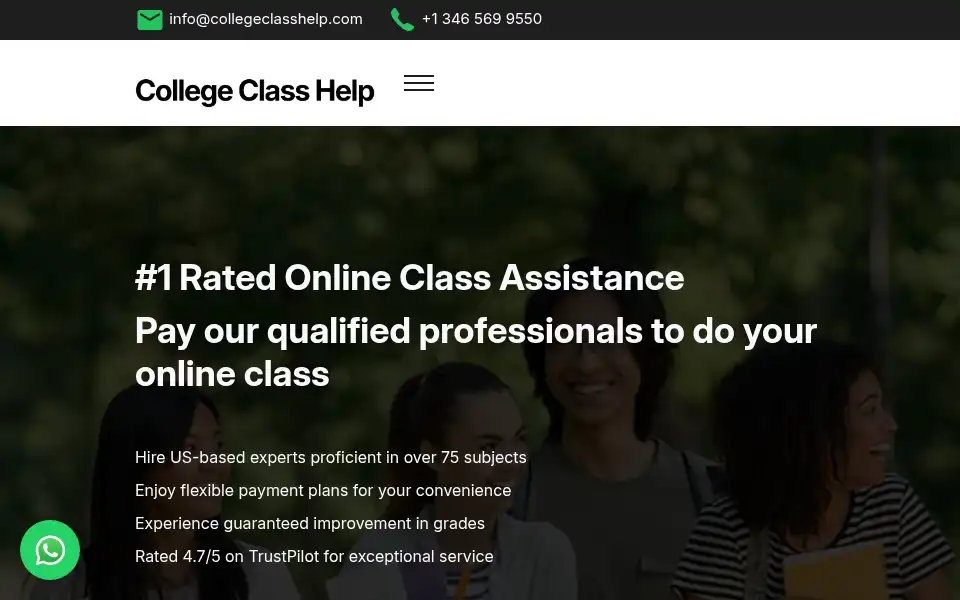 Screenshot of collegeclasshelp.com