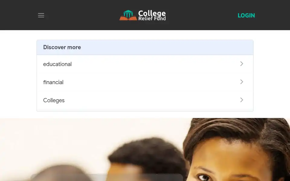 Screenshot of collegerelieffund.com