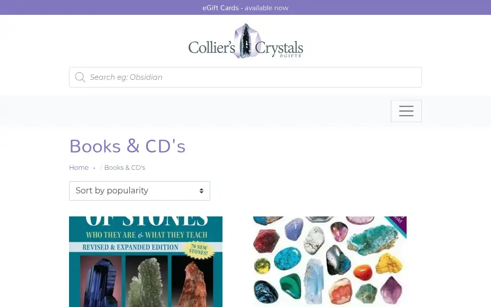 Screenshot of collierscrystals.com.au