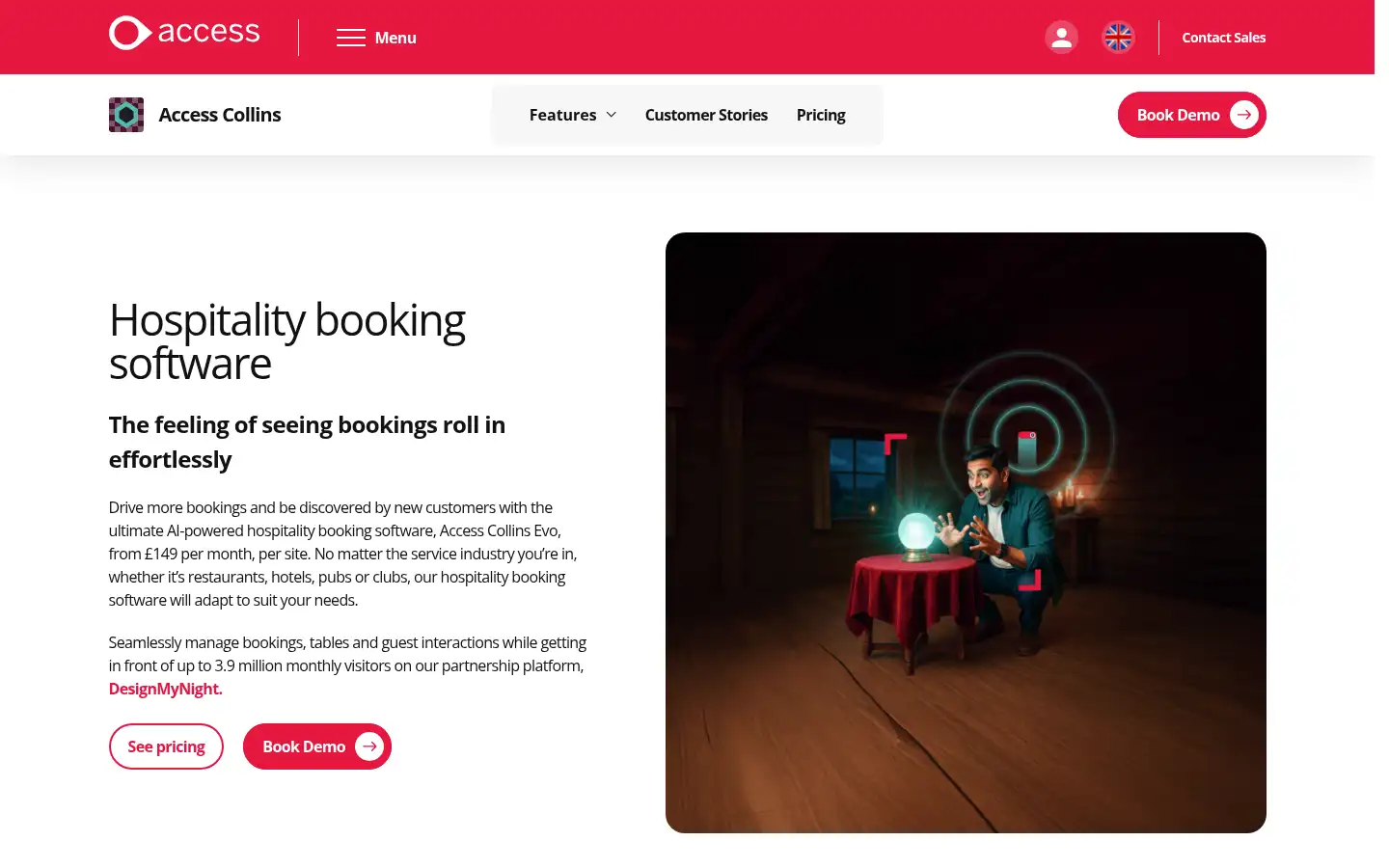 Screenshot of collinsbookings.com