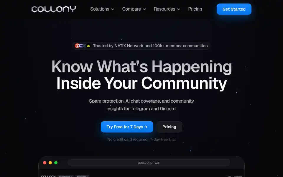 Screenshot of collony.ai