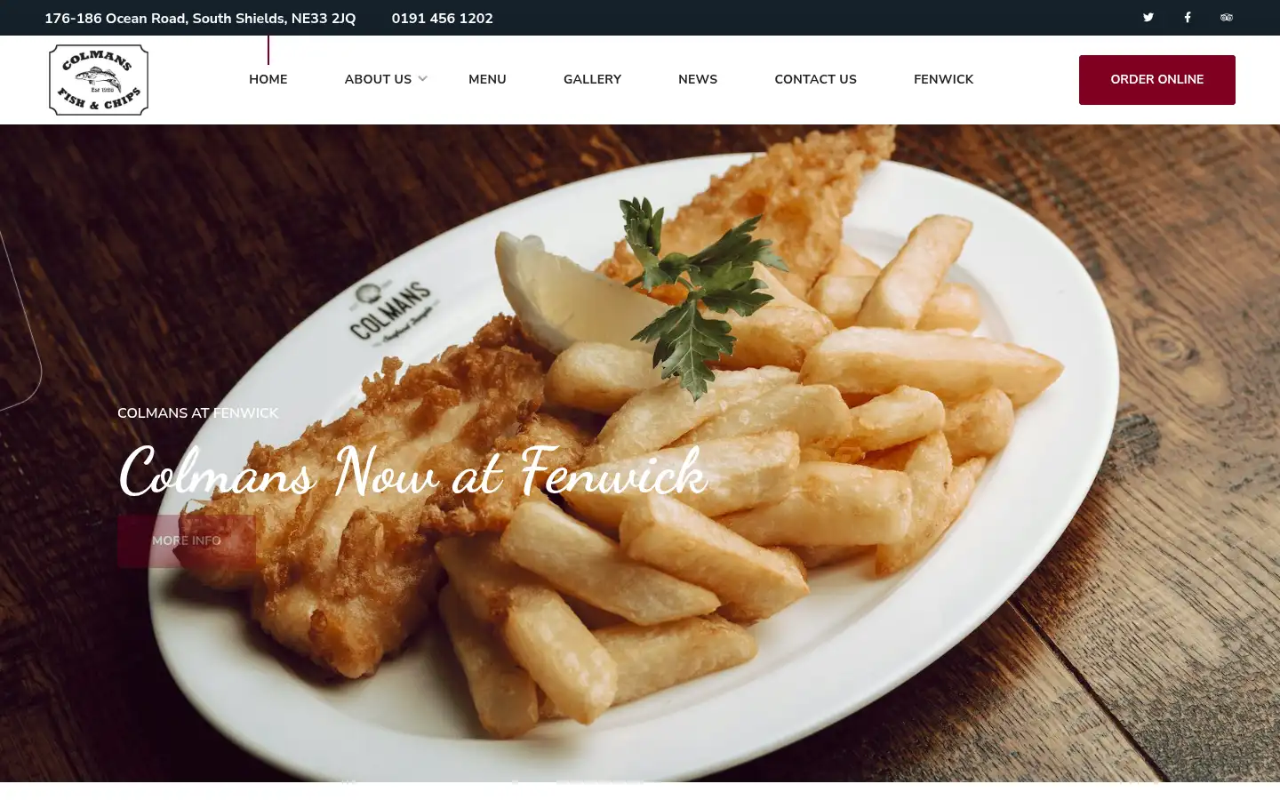 Screenshot of colmansfishandchips.co.uk