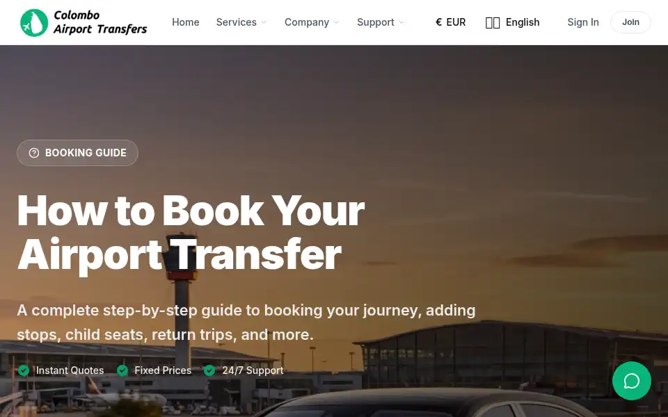Screenshot of colomboairporttransfers.com