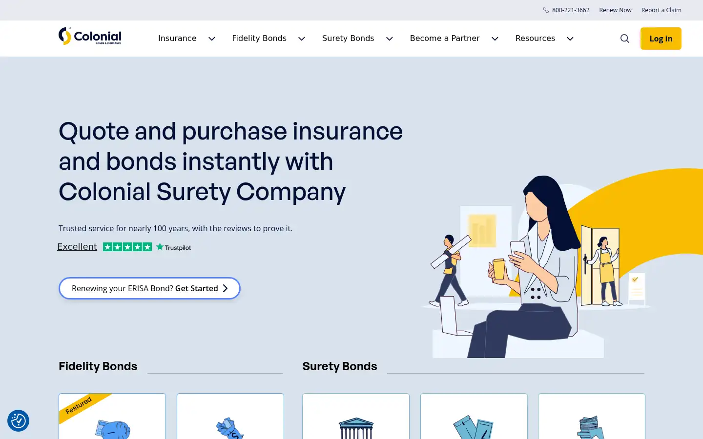 Screenshot of colonialsurety.com