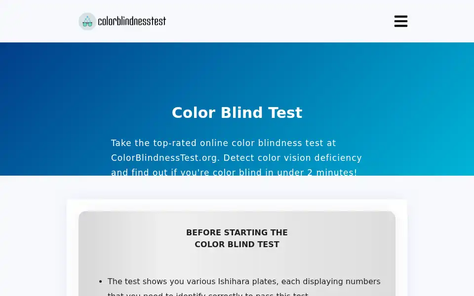 Screenshot of colorblindnesstest.org