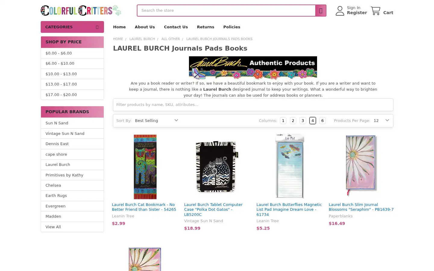 Screenshot of colorfulcritters.com