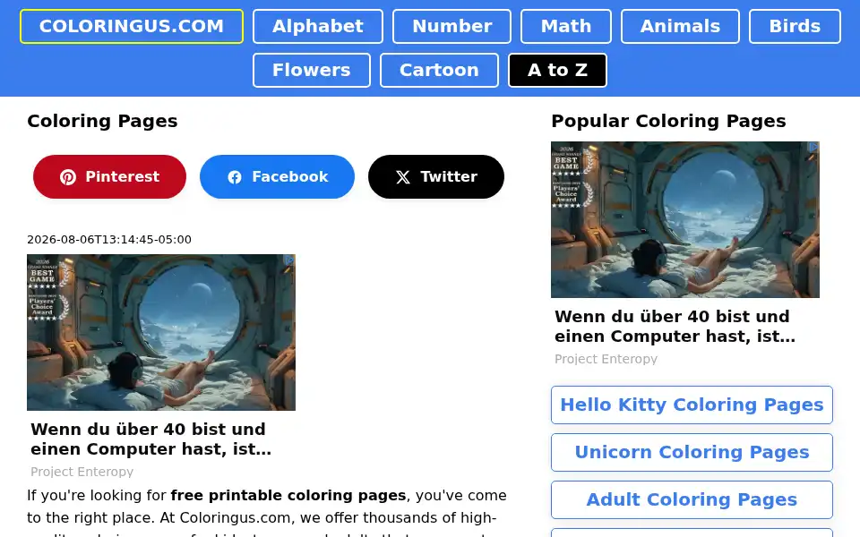 Screenshot of coloringus.com
